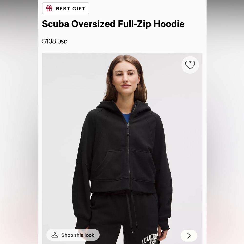 Black Lululemon Scuba Oversized Full-Zip Hoodie